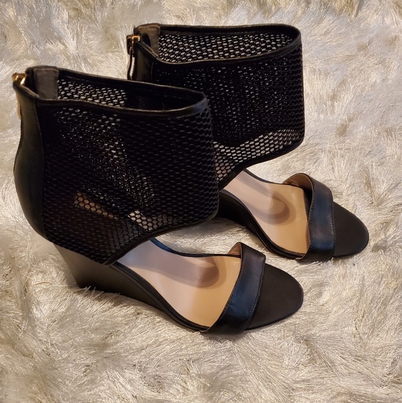 NEW ARTELIER NICOLE MILLER Black Wedge Sandals - Picture 2 of 8